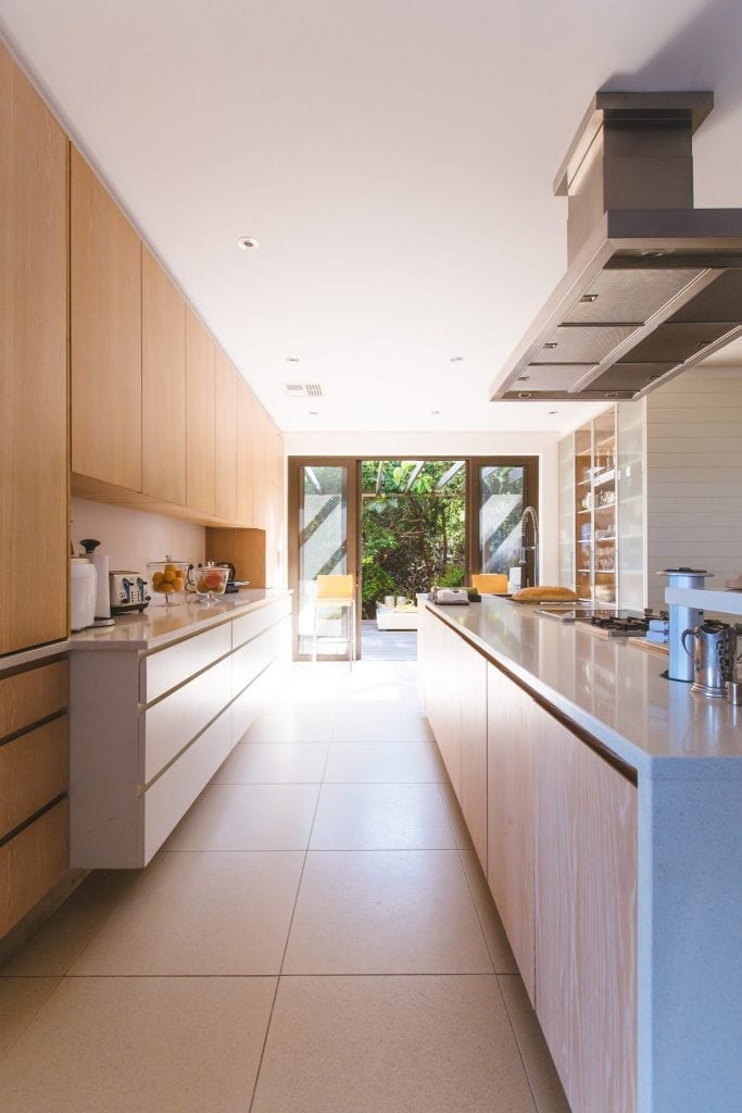 A modern style kitchen in a custom built home